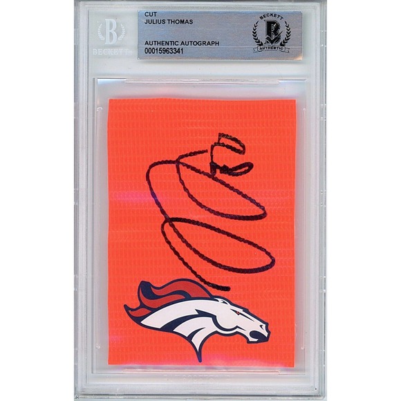 Julius Thomas Autographed Football TD Pylon Denver Broncos Beckett Authentic COA - Picture 1 of 4